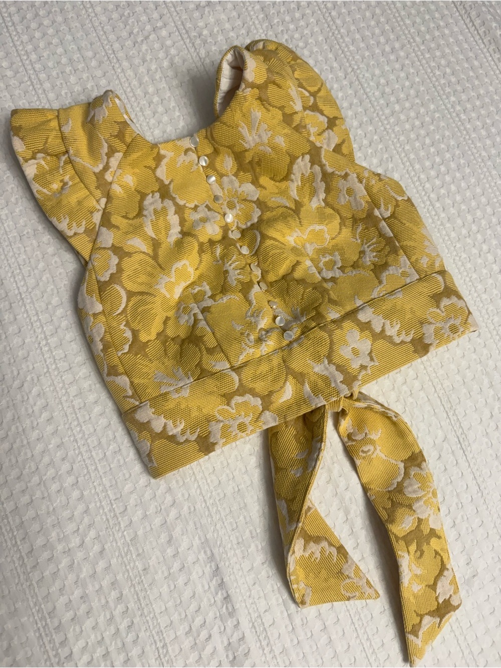 Sezane Yellow and White Floral Tie-Back Crop Top BRAND NEW W/O TAGS - Picture 4 of 8